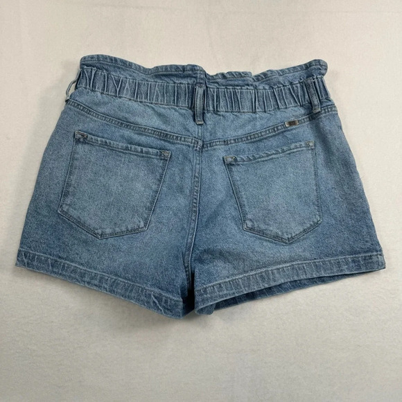 Kancan Ruffle Paperbag Waist Denim Jean Shorts Womens Sz 30 Light Blue High Rise - Picture 2 of 9